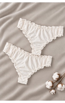 Loveria Kadın Pamuklu Fırfırlı Bikini/tanga Külot Ekru 2li Ekru Ekru Loveria Kadın Pamuklu Fırfırlı Bikini/tanga Külot Ekru 2li Ekru Ekru