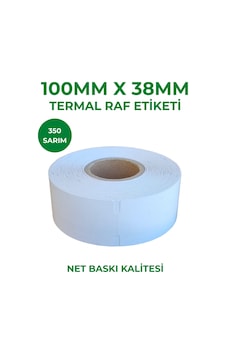 100x38 Termal Karton Raf Etiketi 350 Sarım Çentikli 20 Rulo 7000 Adet Etiket