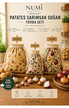 Numı Naturals Patates, Soğan Ve Sarımsak Saklama Torbası Seti %100 Pamuk Nefes Alan Sebze Saklama Çantası 3'lü Set Çok Renkli Numı Naturals Patates, Soğan Ve Sarımsak Saklama Torbası Seti %100 Pamuk Nefes Alan Sebze Saklama Çantası 3'lü Set Çok Renkli