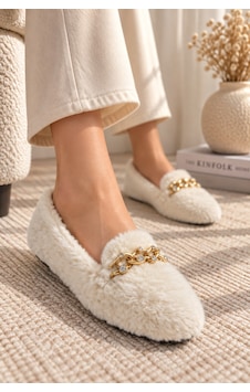 Modafocus Beyaz Kadın Taşlı Gold Zincir Detaylı Peluş Ev Babeti Kışlık Rahat Terlik Beyaz Beyaz Modafocus Beyaz Kadın Taşlı Gold Zincir Detaylı Peluş Ev Babeti Kışlık Rahat Terlik Beyaz Beyaz