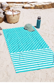 Puantiyeli Çizgili Turkuaz Beyaz Plaj Havlusu - Marine Modern Mikrofiber Hızlı Kuruyan Havlu Bulut Leylak Puantiyeli Çizgili Turkuaz Beyaz Plaj Havlusu - Marine Modern Mikrofiber Hızlı Kuruyan Havlu Bulut Leylak