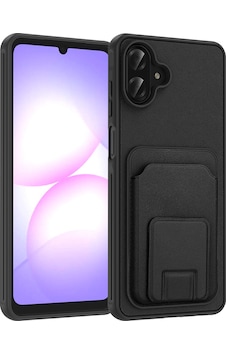 Samsung Uyumlu Galaxy A07 Kılıf Kartlıklı Tpu Zore Bikart Kapak - Siyah Siyah