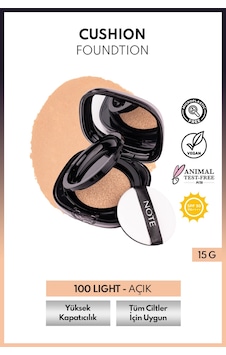 Note Cushion Foundation Spf 50 Pa++++ Yoğun Kapatıcı, Doğal Saten Bitişli Fondöten 100 Light Açık Note Cushion Foundation Spf 50 Pa++++ Yoğun Kapatıcı, Doğal Saten Bitişli Fondöten 100 Light Açık