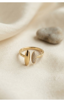 Gold Renk Oval Uçlu Çift Taraflı Açık Kadın Yüzük Altın Gold Renk Oval Uçlu Çift Taraflı Açık Kadın Yüzük Altın
