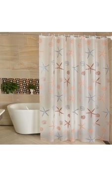 Xspring Duş Perdesi, Peva Plastik Su Geçirmez Duş Perdesi, Metal Halkalı Ağır Hizmet Tipi Perde Astarı, Banyo Dekorasyonu İçin, Küf Ve Suya Dayanıklı, 180x200 Cm Deniz Yıldızı 6998