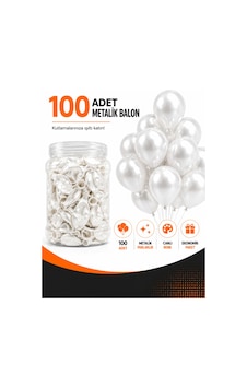 Metalik Balon 100'lü Kavanoz Paket Parlak Renkli Parti Süs Balonu Doğum Günü, Yılbaşı, Baby Shower Ve Organizasyon Balonu Beyaz Metalik Balon 100'lü Kavanoz Paket Parlak Renkli Parti Süs Balonu Doğum Günü, Yılbaşı, Baby Shower Ve Organizasyon Balonu Beyaz