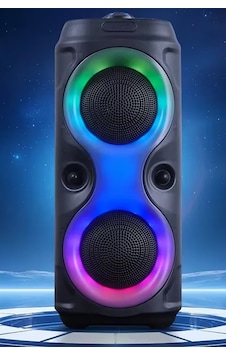 Thentech Çift Hoparlörlü Bluetooth 5.0 Bağlantılı Güçlü Ses Uzun Süre Şarj Süresi Kaliteli Ses Rgb Ledli Siyah