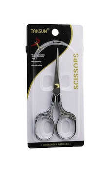 Taksun Es-002-y Bıyık Berber Makası 128x57mm Krom Gümüş Çiçek Baskı Desenli Saplı - 12'li Paket Taksun Es-002-y Bıyık Berber Makası 128x57mm Krom Gümüş Çiçek Baskı Desenli Saplı - 12'li Paket