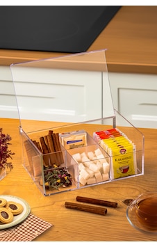 Çay Kutusu 6 Bölmeli Kapaklı Poşet Bitki Çayı Çok Amaçlı Saklama Kabı Özel Tasarım Büyük Tea Box Şeffaf Çay Kutusu 6 Bölmeli Kapaklı Poşet Bitki Çayı Çok Amaçlı Saklama Kabı Özel Tasarım Büyük Tea Box Şeffaf