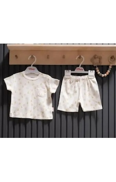Tiffany Tekstil Tiffany 2li Takım Şortlu Pear Jakarlı Theme Ekru