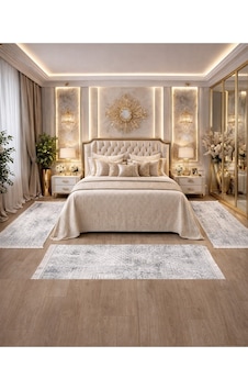 3 Parça Premium Lüks Yatak Odası Yolluk Seti 2 Adet 80x150 Cm 1 Adet 80x300 Cm Gri 3 Parça Premium Lüks Yatak Odası Yolluk Seti 2 Adet 80x150 Cm 1 Adet 80x300 Cm Gri