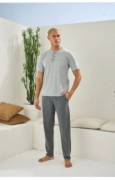 Rnamix Kocabey 2090 Erkek Midi Yaka Pijama Takım Gri Melanj Rnamix Kocabey 2090 Erkek Midi Yaka Pijama Takım Gri Melanj