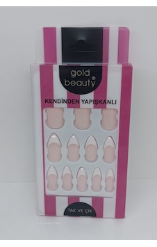 Gold Beauty Kendinden Yapışkanlı Tak ve Çık Takma Tırnak Açık Pembe Gold Beauty Kendinden Yapışkanlı Tak ve Çık Takma Tırnak Açık Pembe