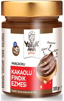Yörük Ana Parçacıklı Kakaolu %41 Fındık Ezmesi 300 Gr Yörük Ana Parçacıklı Kakaolu %41 Fındık Ezmesi 300 Gr