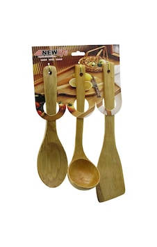 3pcs Ahşap Bambu Mutfak Servis Seti Kaşık 27cm - Kepçe 27cm - Spatula 32cm Bx40 Renkli 3pcs Ahşap Bambu Mutfak Servis Seti Kaşık 27cm - Kepçe 27cm - Spatula 32cm Bx40 Renkli