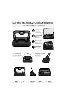 360 Döner Park Numaratörü Ve Telefon Tutucu Tek Elle Kullanım, Araç İçi Kaymaz Telefon Standı, Gizlenebilir Park Telefon Numaralığı Siyah - 883468506 Siyah 360 Döner Park Numaratörü Ve Telefon Tutucu Tek Elle Kullanım, Araç İçi Kaymaz Telefon Standı, Gizlenebilir Park Telefon Numaralığı Siyah - 883468506 Siyah