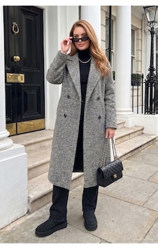 Lela Oversize Fit Mono Yaka Düğmeli Buklet Uzun Kaşe Kaban Kadın Kaban 6811997 Antrasit Lela Oversize Fit Mono Yaka Düğmeli Buklet Uzun Kaşe Kaban Kadın Kaban 6811997 Antrasit