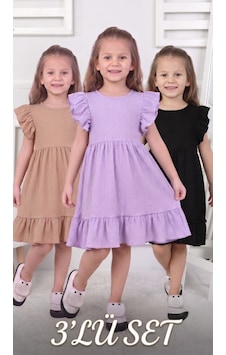 New Kids 3 Lü Set Kız Çocuk Elbise 3 Adet Yeni Sezon Yazlık -91205 Çok Renkli New Kids 3 Lü Set Kız Çocuk Elbise 3 Adet Yeni Sezon Yazlık -91205 Çok Renkli
