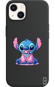Apple Uyumlu iPhone 13 Siyah Lansman Kılıf Baby Stich