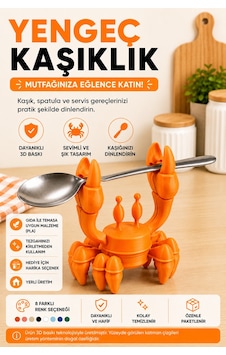 3d Baskı Yengeç Kaşıklık Mutfak Tezgahı Kaşık Dinlendirme Aparatı - Turuncu 3d Baskı Yengeç Kaşıklık Mutfak Tezgahı Kaşık Dinlendirme Aparatı - Turuncu