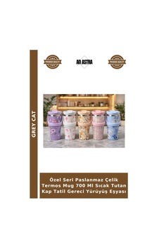 Özel Seri Paslanmaz Çelik Termos Mug 700 Ml Sıcak Tutan Kap Tatil Gereci Yürüyüş Eşyası Çok Renkli