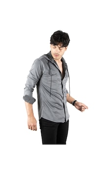 Deepsea Erkek Füme Kapüşonlu Cepli Slim Fit Gömlek Füme Deepsea Erkek Füme Kapüşonlu Cepli Slim Fit Gömlek Füme