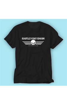 Harley Davidson Skull Siyah Baskı Logo Tshirt Modeli Harley Davidson Skull Siyah Baskı Logo Tshirt Modeli