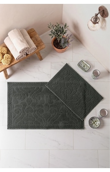 Cotton Box Aura Jakarlı Kaymaz Taban Pamuklu Paspas Seti Vine Antrasit 60x90+40x60 Cotton Box Aura Jakarlı Kaymaz Taban Pamuklu Paspas Seti Vine Antrasit 60x90+40x60