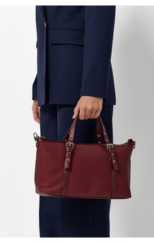 K&S Kemer Detaylı Mini Tote Çanta Bordo K&S Kemer Detaylı Mini Tote Çanta Bordo