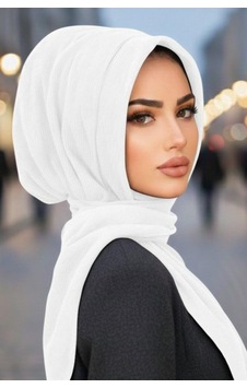 Aişe Tesettür Beyaz Kapüşonlu Çıtçıtlı Şal Aişe Tesettür Beyaz Kapüşonlu Çıtçıtlı Şal