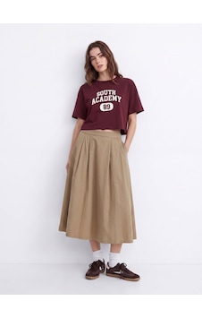 LTB Relaxed Fit Pileli Midi Bej Etek LTB Relaxed Fit Pileli Midi Bej Etek