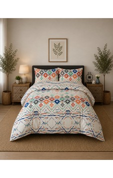 Çift Kişilik Nevresim Takımı %100 Pamuk 200x220 Lastikli Çarşaflı 160x200 Çok Renkli