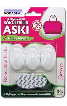 Vodaseal İz Bırakmadan Sökülebilir Askı 3Lü Beyaz