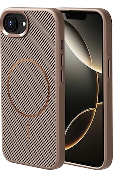 Apple Uyumlu iPhone 16e Kılıf M-safe Şarj Özellikli Karbon Fiber Görünümlü Zore Troy Kapak