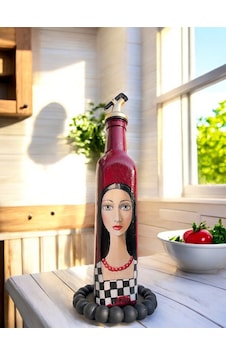 500 Ml El Yapımı Kadın Portreli Cam Yağdanlık Sosluk, Sirkelik, Mutfak & Sofra Aksesuarı, Sunum Siyah Kırmızı 500 Ml El Yapımı Kadın Portreli Cam Yağdanlık Sosluk, Sirkelik, Mutfak & Sofra Aksesuarı, Sunum Siyah Kırmızı
