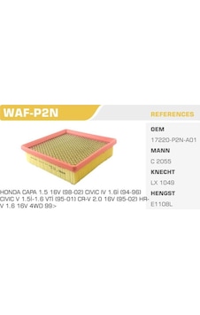 WINKEL WAF-P2N Hava Filtresi Civic 96-00 Civic 88-91 Cr-V 97-01 Hr-V 99-06 1.6 WINKEL WAF-P2N Hava Filtresi Civic 96-00 Civic 88-91 Cr-V 97-01 Hr-V 99-06 1.6