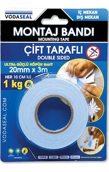 Vodaseal Çift Taraflı Köpük Montaj Bandı 20mmx3m Vodaseal Çift Taraflı Köpük Montaj Bandı 20mmx3m