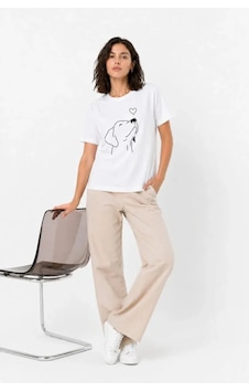 Modi Green New Köpek Figürlü Minimal Baskılı Tişört Kısa Kol Yazlık T-shirt - Be Beyaz Modi Green New Köpek Figürlü Minimal Baskılı Tişört Kısa Kol Yazlık T-shirt - Be Beyaz