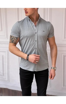 Modefendi Slimfit Merserize Pamuk Kısa Kollu Gömlek Gri Modefendi Slimfit Merserize Pamuk Kısa Kollu Gömlek Gri