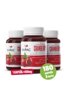Kızılcık Sepeti A-Pac Cranberry Turna Yemişi Kızılcık Ekstresi 3 x 60 Kapsül Kızılcık Sepeti A-Pac Cranberry Turna Yemişi Kızılcık Ekstresi 3 x 60 Kapsül