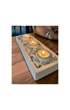 Tabaklı Beton Mumluk Taşlar Tealight Mumlar Dahil Değil Beyaz Tabaklı Beton Mumluk Taşlar Tealight Mumlar Dahil Değil Beyaz