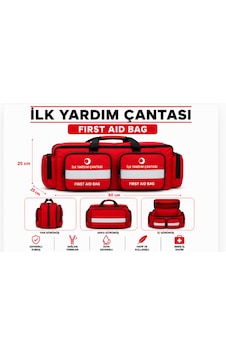 İlk Yardım Çantası Maxi Kırmızı İki Cepli