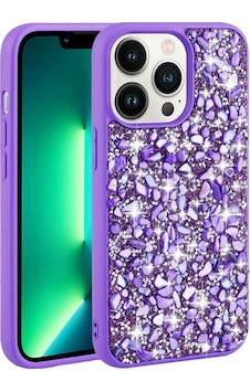 Apple Uyumlu iPhone 12 Pro Max Kılıf Parlak Taşlı Tasarım Stone Linea Kapak