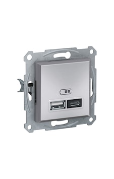 Schneider Asfora Plus Alüminyum Usb Şarj Prizi 24A Type A+C Çerç Schneider Asfora Plus Alüminyum Usb Şarj Prizi 24A Type A+C Çerç