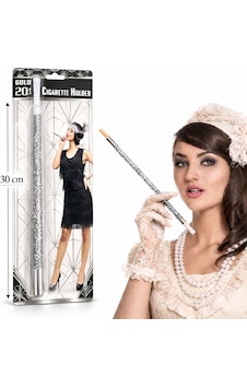 30 Cm Gümüş Payetli Tutacağı 1920 Ler Gatsby Parti Aksesuarı " 30 Cm Gümüş Payetli Tutacağı 1920 Ler Gatsby Parti Aksesuarı "