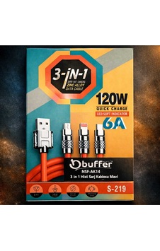 3-in-1 Arada Şarj Kablosu 120w Hizli Şarj Diğer