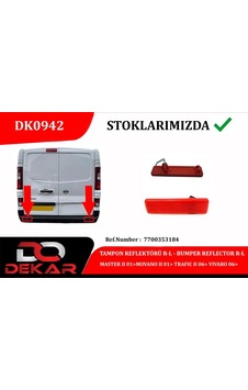 Dekar Dk0942 Tampon Reflektörü R-l Master Iı 01 Movano Iı 01 Trafıc Iı 06 Vıvaro 06 7700353184 -