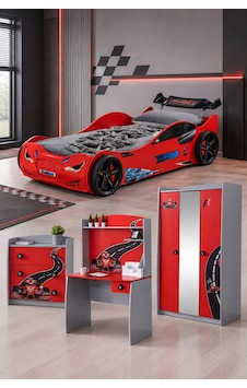 Formula Genç Odası, 3 Kapılı Dolap, Süpers Arabalı Yatak, Masa, Şifonyer - Kırmızı Formula Genç Odası, 3 Kapılı Dolap, Süpers Arabalı Yatak, Masa, Şifonyer - Kırmızı