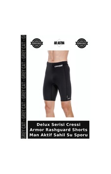 Grey Cat Delux Serisi Cressi Armor Rashguard Shorts Man Aktif Sahil Su Sporu Siyah