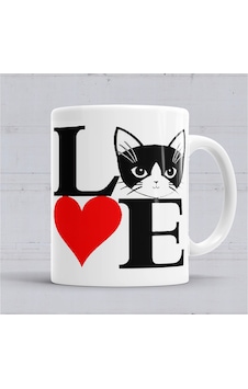 I Lowe Kedi Seni Seviyorum Kedi Kupa Bardak Porselen No35636 Karışık I Lowe Kedi Seni Seviyorum Kedi Kupa Bardak Porselen No35636 Karışık